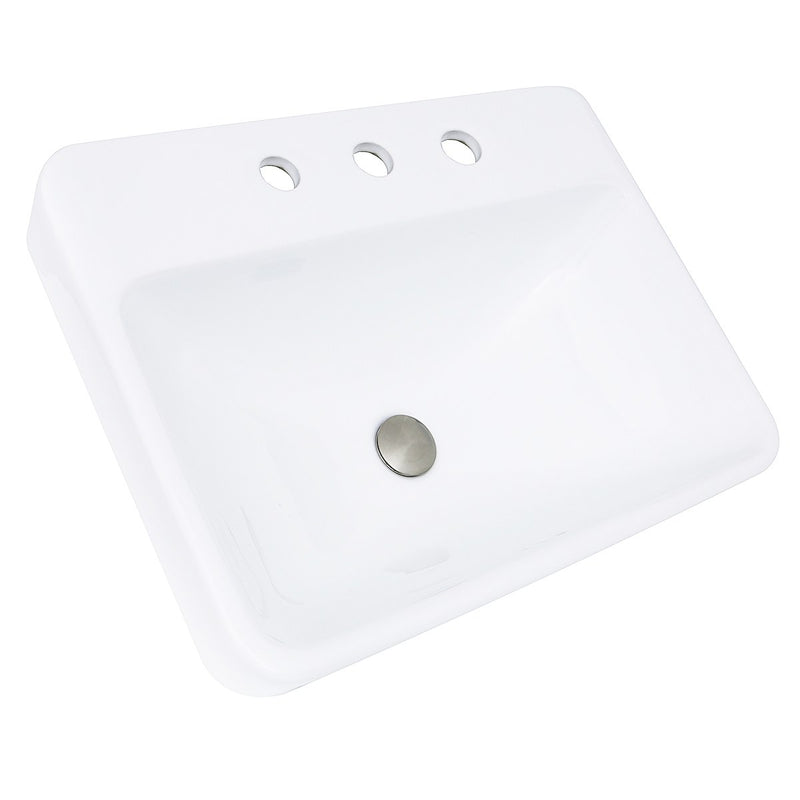Nantucket Sinks 23 Inch 3-hole Rectangular Drop-In Ceramic Vanity Sink DI-2317-R8 - view 3