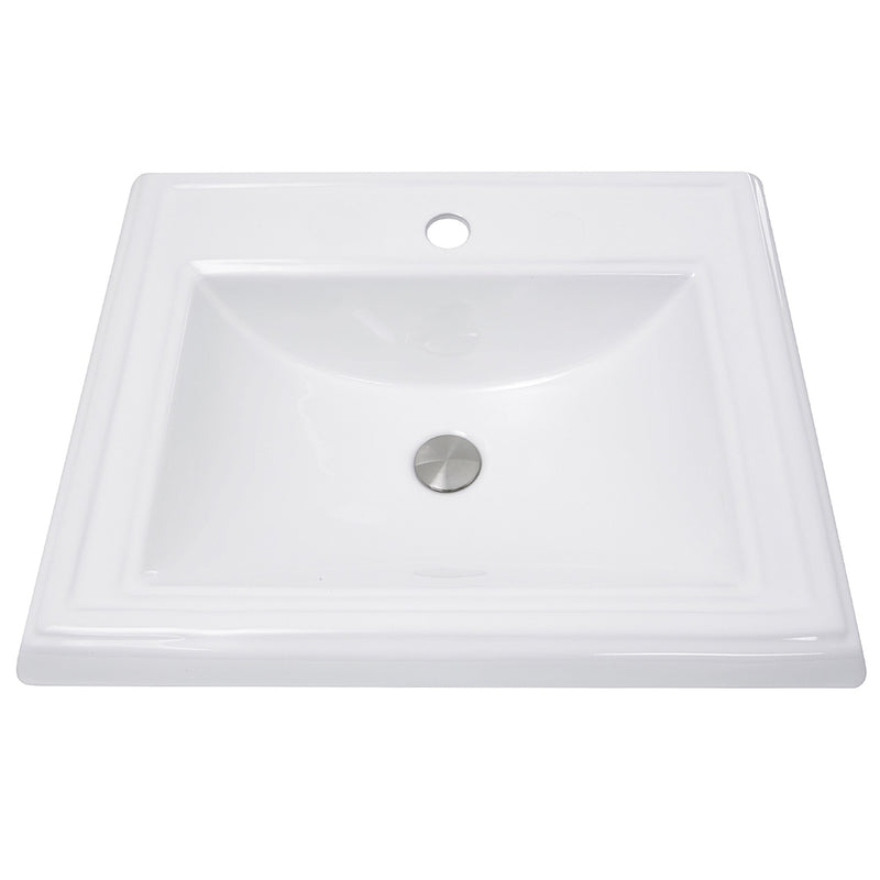 Nantucket Sinks 23 Inch Rectangular Drop-In Ceramic Vanity Sink DI-2418-R1 - view 2