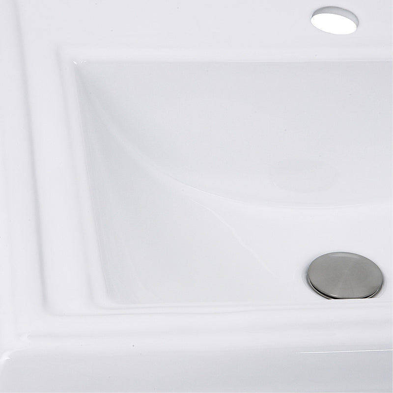 Nantucket Sinks 23 Inch Rectangular Drop-In Ceramic Vanity Sink DI-2418-R1 - view 3