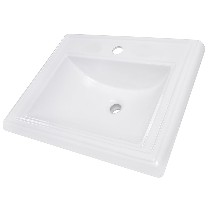 Nantucket Sinks 23 Inch Rectangular Drop-In Ceramic Vanity Sink DI-2418-R1 - view 5