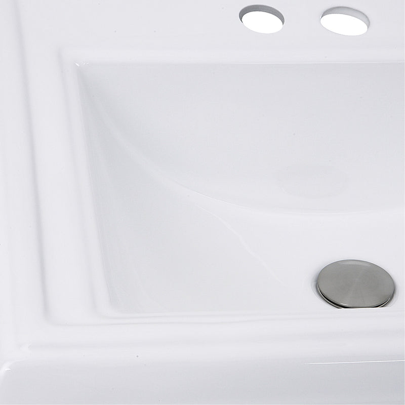 Nantucket Sinks 23 Inch Rectangular Drop-In Ceramic Vanity Sink DI-2418-R4 - view 3