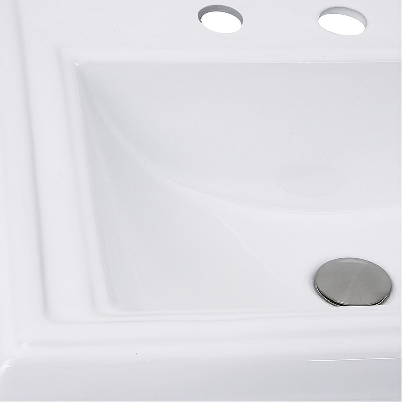 Nantucket Sinks 23 Inch Rectangular Drop-In Ceramic Vanity Sink DI-2418-R8 - view 3