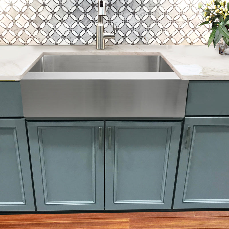 Nantucket Sinks EZApron33-9 Patented Design Pro Series Single Bowl Undermount Stainless Steel Kitchen Sink with 9 Inch Apron Front - view 7