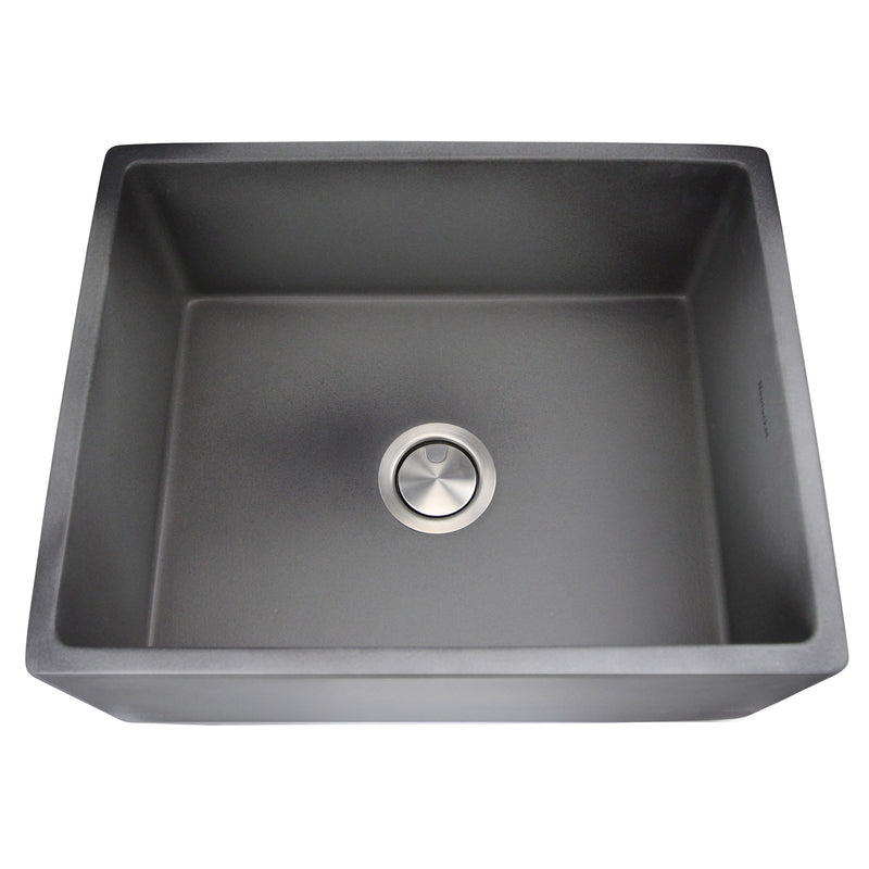 Nantucket Sinks 23-Inch Farmhouse Fireclay Sink with Concrete Finish FCFS2418S-Concrete - view 3