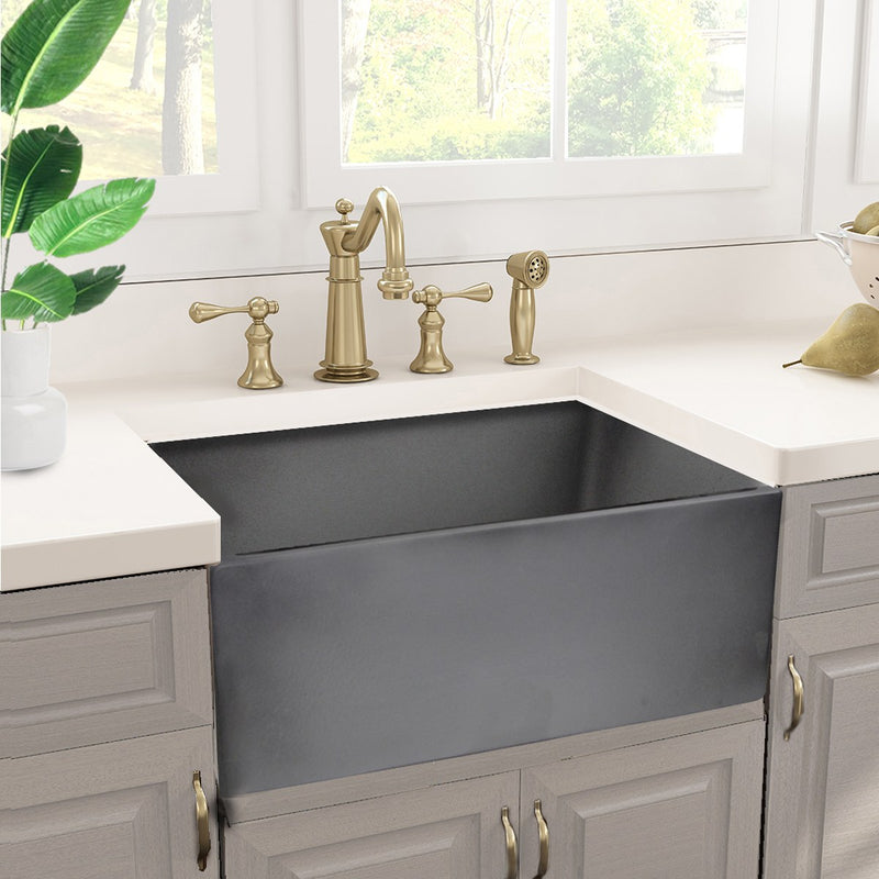 Nantucket Sinks 23-Inch Farmhouse Fireclay Sink with Concrete Finish FCFS2418S-Concrete - view 6
