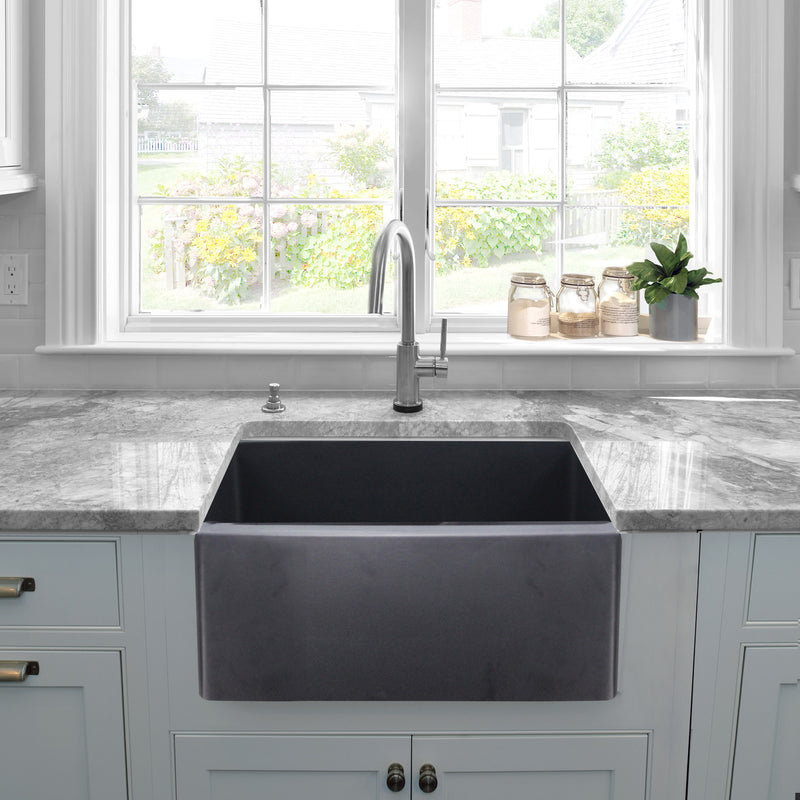 Nantucket Sinks 23-Inch Farmhouse Fireclay Sink with Matte Black Finish FCFS2418S-MatteBlack - view 7