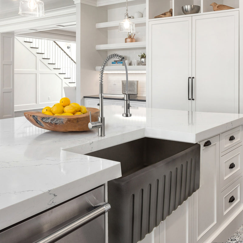 Nantucket Sinks 30-Inch Farmhouse Fireclay Sink with Concrete Finish FCFS3020S-Concrete - view 8