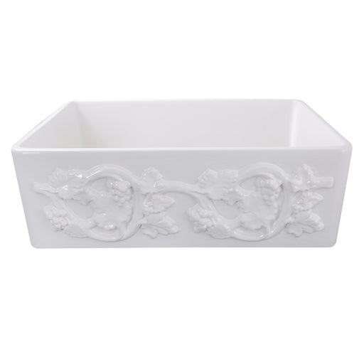 Nantucket Sinks 30-Inch Farmhouse Fireclay Sink with Grapes Apron FCFS3020S-Grapes - view 2