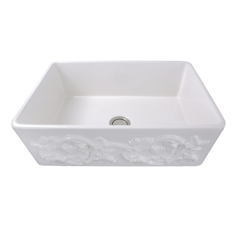 Nantucket Sinks 30-Inch Farmhouse Fireclay Sink with Grapes Apron FCFS3020S-Grapes - view 3