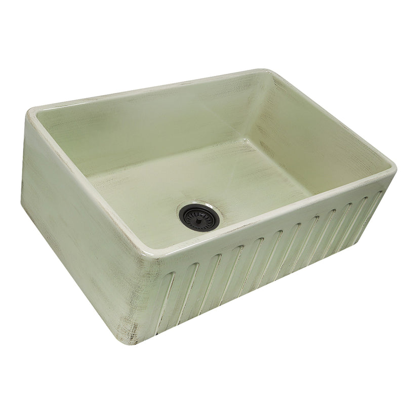 Nantucket Sinks 30-Inch Farmhouse Fireclay Sink with Shabby Green Finish FCFS3020S-ShabbyGreen - view 2