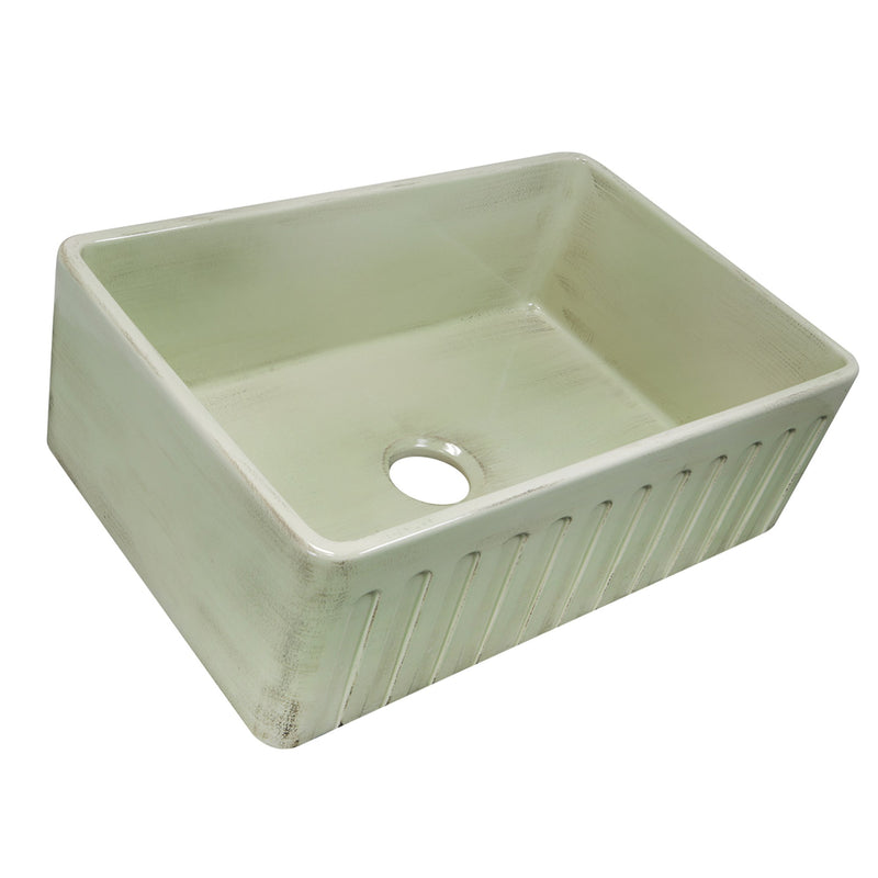 Nantucket Sinks 30-Inch Farmhouse Fireclay Sink with Shabby Green Finish FCFS3020S-ShabbyGreen - view 5