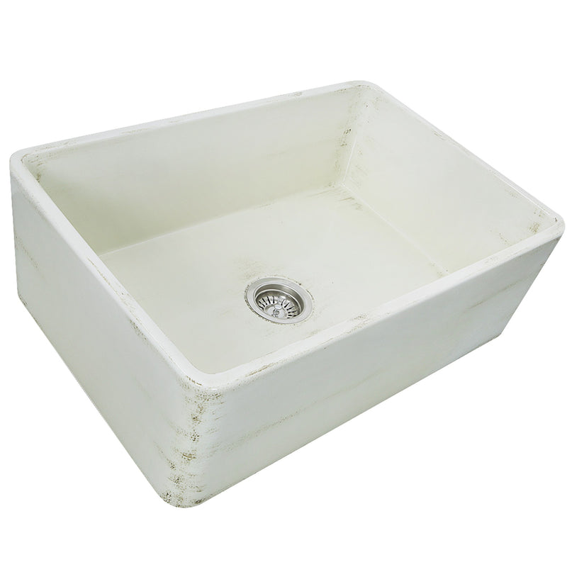 Nantucket Sinks 30-Inch Farmhouse Fireclay Sink with Shabby Straw Finish FCFS3020S-ShabbyStraw