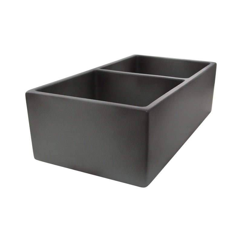 Nantucket Sinks Double Bowl Farmhouse Fireclay Sink with Concrete Finish FCFS3318D-Concrete - view 2