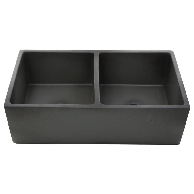 Nantucket Sinks Double Bowl Farmhouse Fireclay Sink with Concrete Finish FCFS3318D-Concrete - view 4