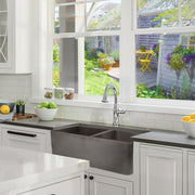 Nantucket Sinks Double Bowl Farmhouse Fireclay Sink with Concrete Finish FCFS3318D-Concrete - view 7