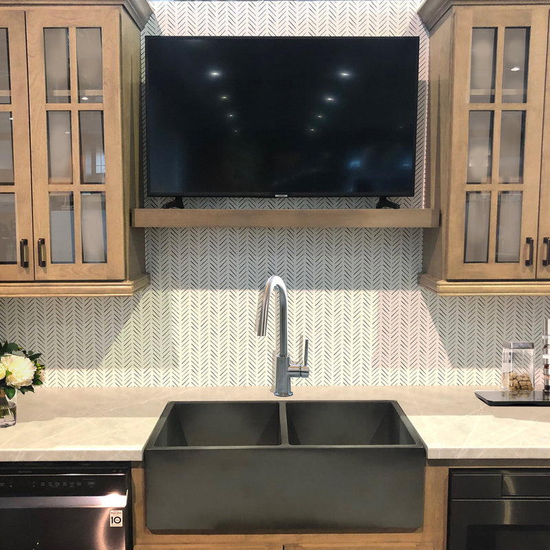 Nantucket Sinks Double Bowl Farmhouse Fireclay Sink with Concrete Finish FCFS3318D-Concrete - view 8