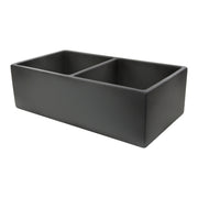 Nantucket Sinks Double Bowl Farmhouse Fireclay Sink with Concrete Finish FCFS3318D-Concrete