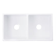 Nantucket Sinks Double Bowl Farmhouse Fireclay Sink with Filigree Apron FCFS3318D-Filigree - view 4