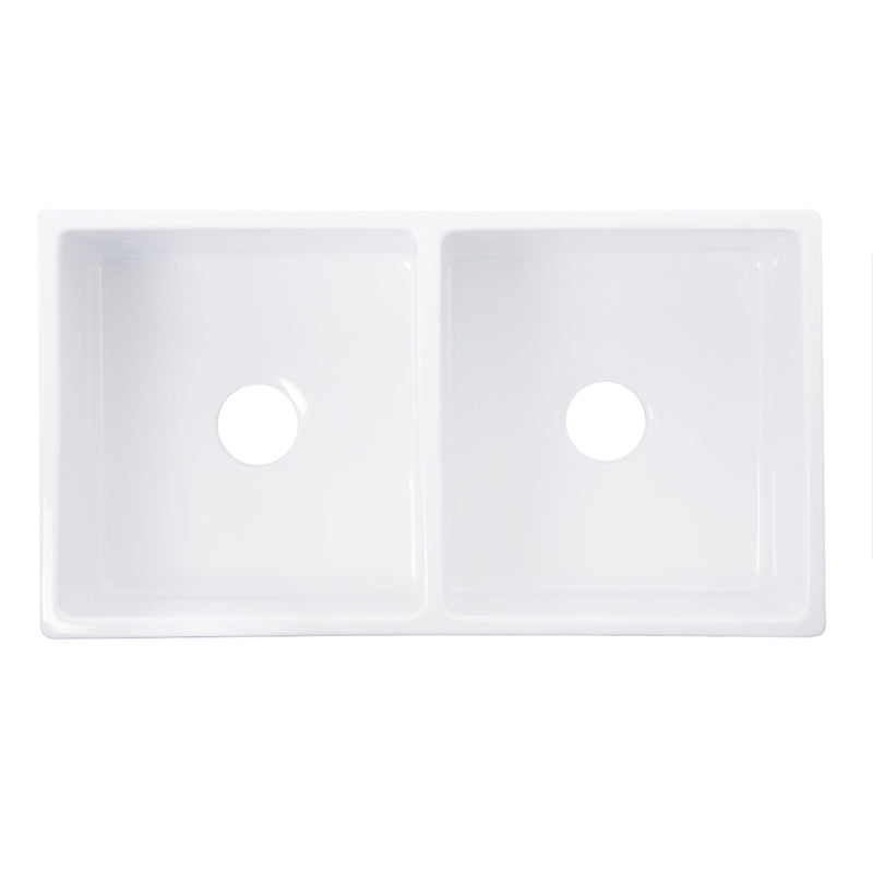 Nantucket Sinks Double Bowl Farmhouse Fireclay Sink with Filigree Apron FCFS3318D-Filigree - view 4