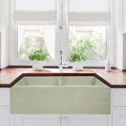 Nantucket Sinks Double Bowl Farmhouse Fireclay Sink with Shabby Green Finish FCFS3318D-ShabbyGreen - view 7
