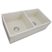 Nantucket Sinks Double Bowl Farmhouse Fireclay Sink with Shabby Straw Finish FCFS3318D-ShabbyStraw - view 2