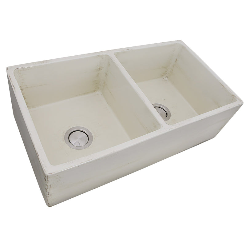 Nantucket Sinks Double Bowl Farmhouse Fireclay Sink with Shabby Straw Finish FCFS3318D-ShabbyStraw - view 2