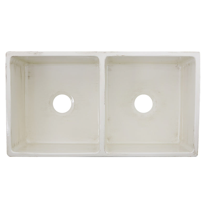 Nantucket Sinks Double Bowl Farmhouse Fireclay Sink with Shabby Straw Finish FCFS3318D-ShabbyStraw - view 4