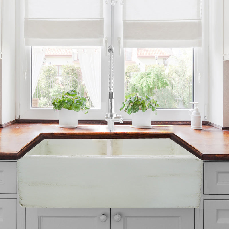 Nantucket Sinks Double Bowl Farmhouse Fireclay Sink with Shabby Straw Finish FCFS3318D-ShabbyStraw - view 6