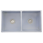 Nantucket Sinks Double Bowl Farmhouse Fireclay Sink with Shabby Sugar Finish FCFS3318D-ShabbySugar - view 3