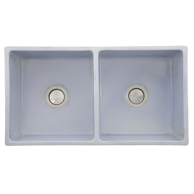 Nantucket Sinks Double Bowl Farmhouse Fireclay Sink with Shabby Sugar Finish FCFS3318D-ShabbySugar - view 3