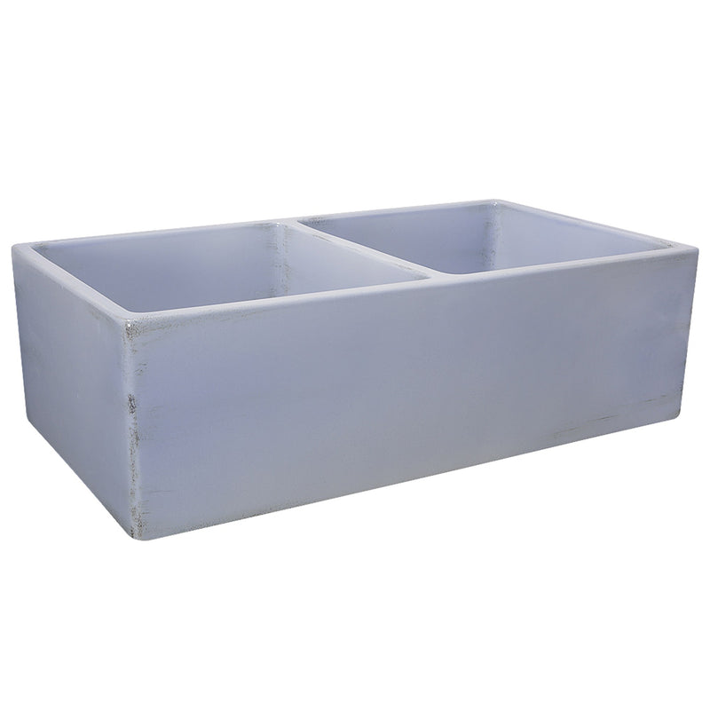 Nantucket Sinks Double Bowl Farmhouse Fireclay Sink with Shabby Sugar Finish FCFS3318D-ShabbySugar