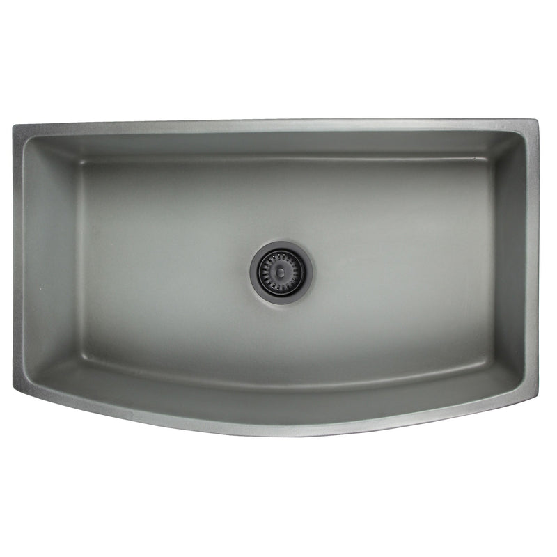 Nantucket Sinks 33 Inch Concrete Farmhouse Fireclay Sink with Curved Apron FCFS3320CA-C - view 2