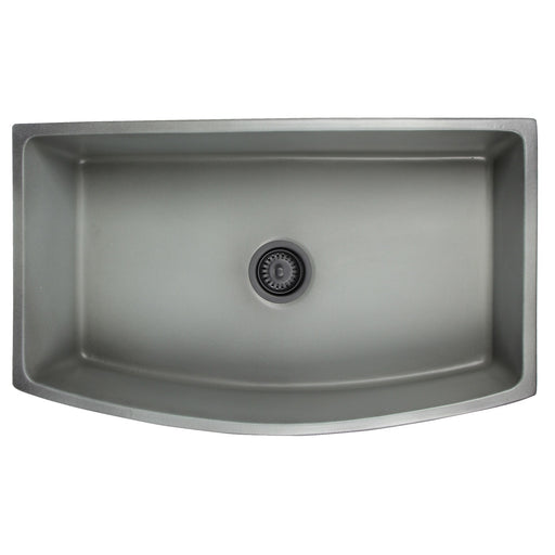 Nantucket Sinks 33 Inch Concrete Farmhouse Fireclay Sink with Curved Apron FCFS3320CA-C - view 2