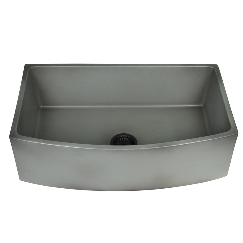 Nantucket Sinks 33 Inch Concrete Farmhouse Fireclay Sink with Curved Apron FCFS3320CA-C - view 3