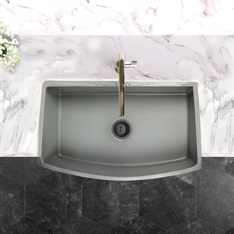 Nantucket Sinks 33 Inch Concrete Farmhouse Fireclay Sink with Curved Apron FCFS3320CA-C - view 4