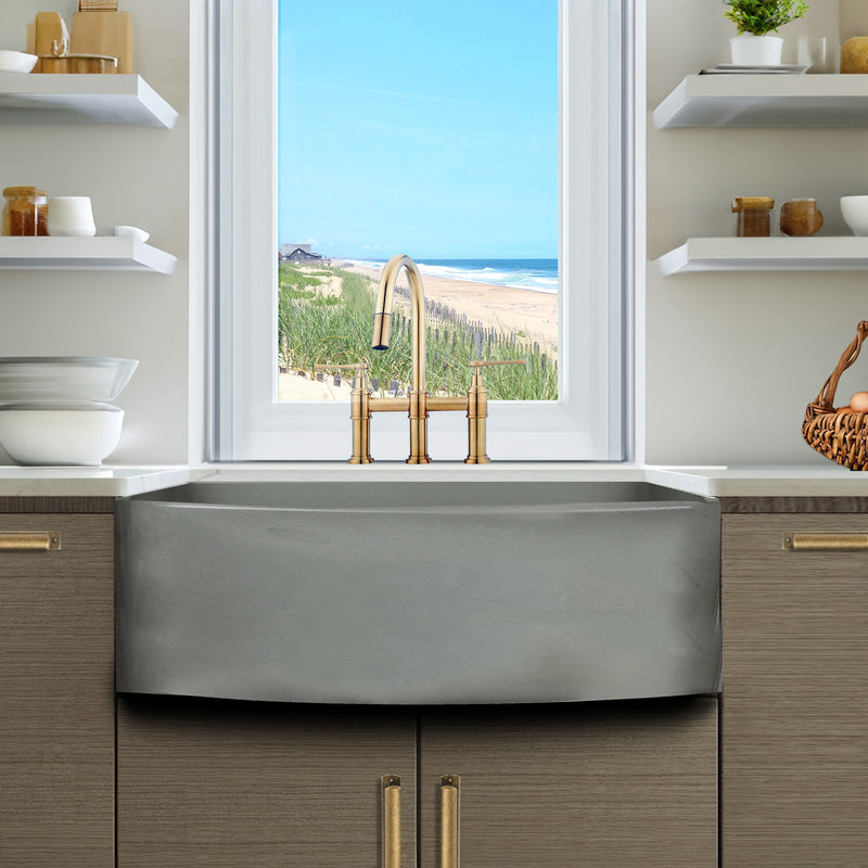 Nantucket Sinks 33 Inch Concrete Farmhouse Fireclay Sink with Curved Apron FCFS3320CA-C - view 5