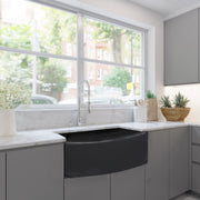 Nantucket Sinks 33 Inch Matte Black Farmhouse Fireclay Sink with Curved Apron FCFS3320CA-MB - view 5