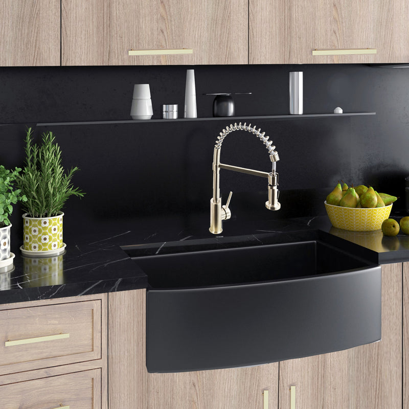 Nantucket Sinks 33 Inch Matte Black Farmhouse Fireclay Sink with Curved Apron FCFS3320CA-MB - view 6