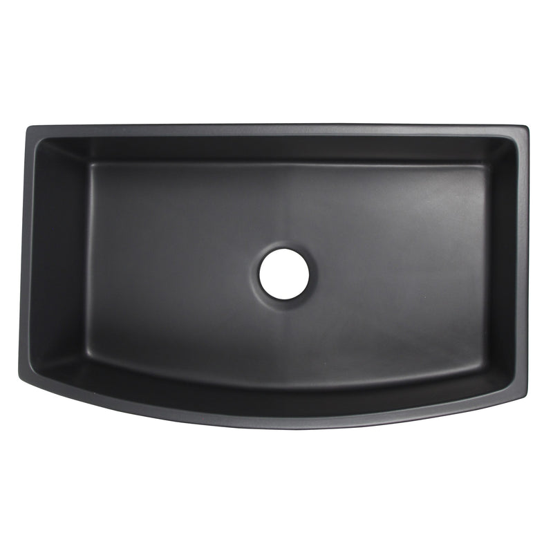 Nantucket Sinks 33 Inch Matte Black Farmhouse Fireclay Sink with Curved Apron FCFS3320CA-MB