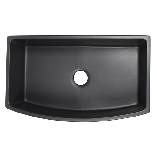 Nantucket Sinks 33 Inch Matte Black Farmhouse Fireclay Sink with Curved Apron FCFS3320CA-MB