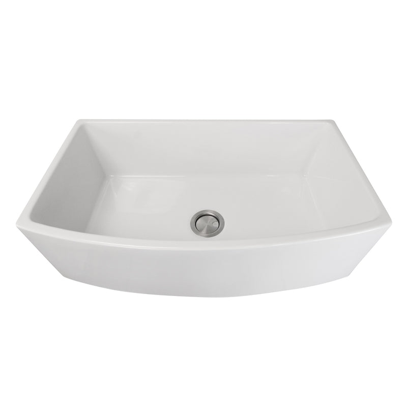 Nantucket Sinks 33 Inch White Farmhouse Fireclay Sink with Curved Apron FCFS3320CA-W - view 3
