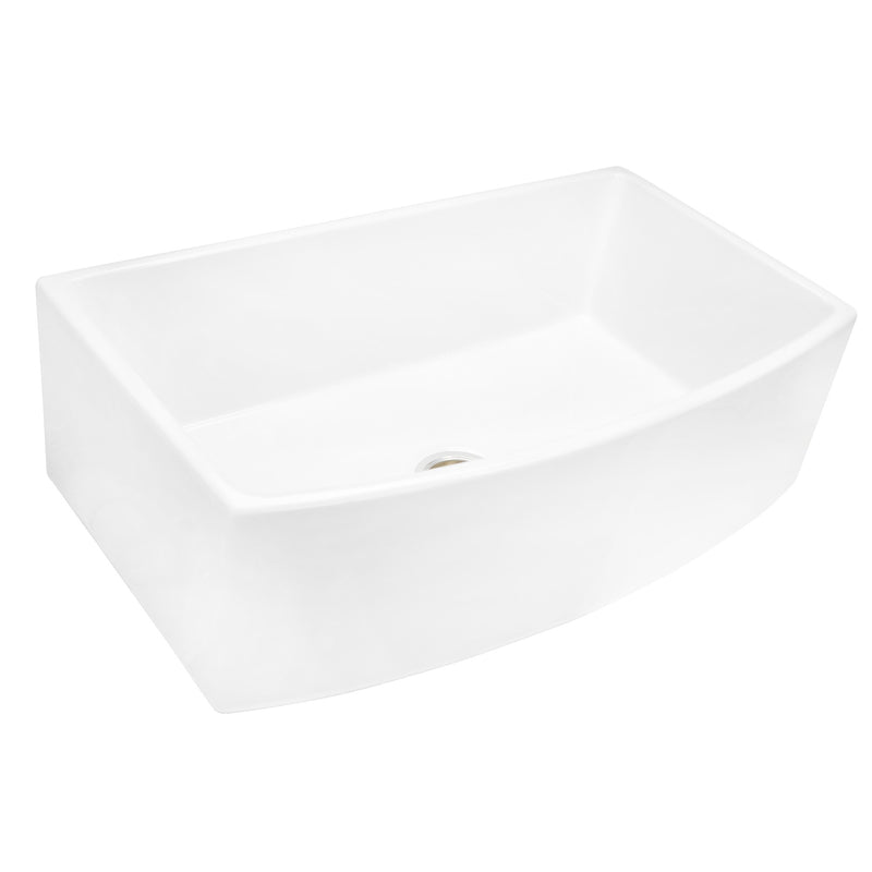 Nantucket Sinks 33 Inch White Farmhouse Fireclay Sink with Curved Apron FCFS3320CA-W - view 5