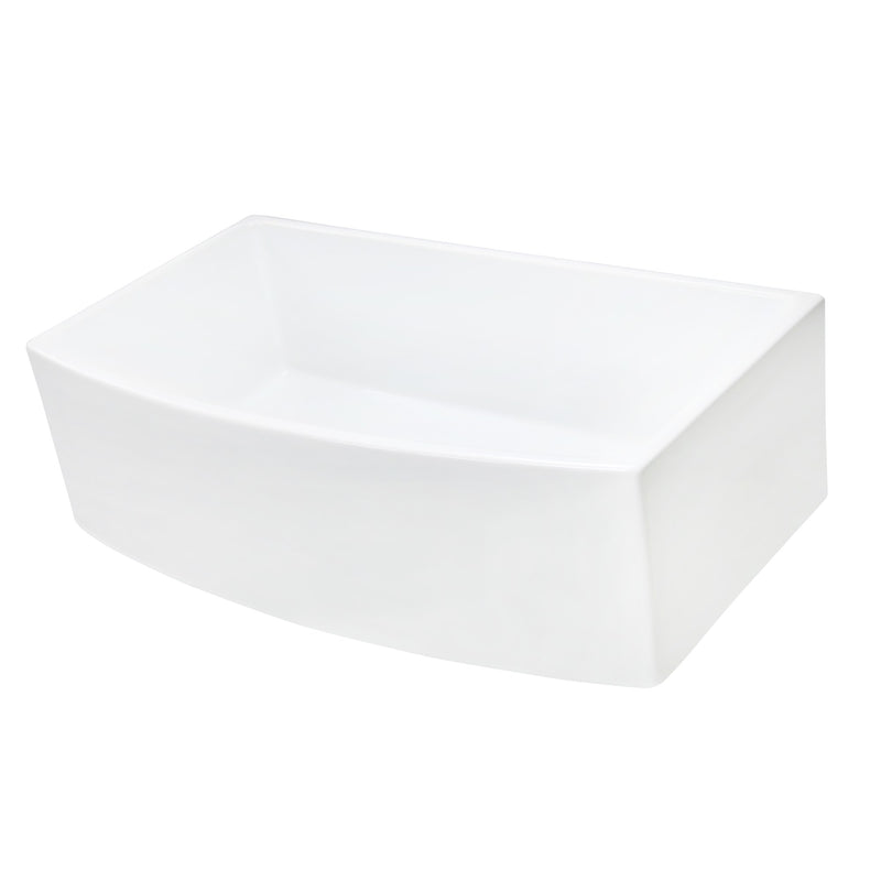 Nantucket Sinks 33 Inch White Farmhouse Fireclay Sink with Curved Apron FCFS3320CA-W - view 6