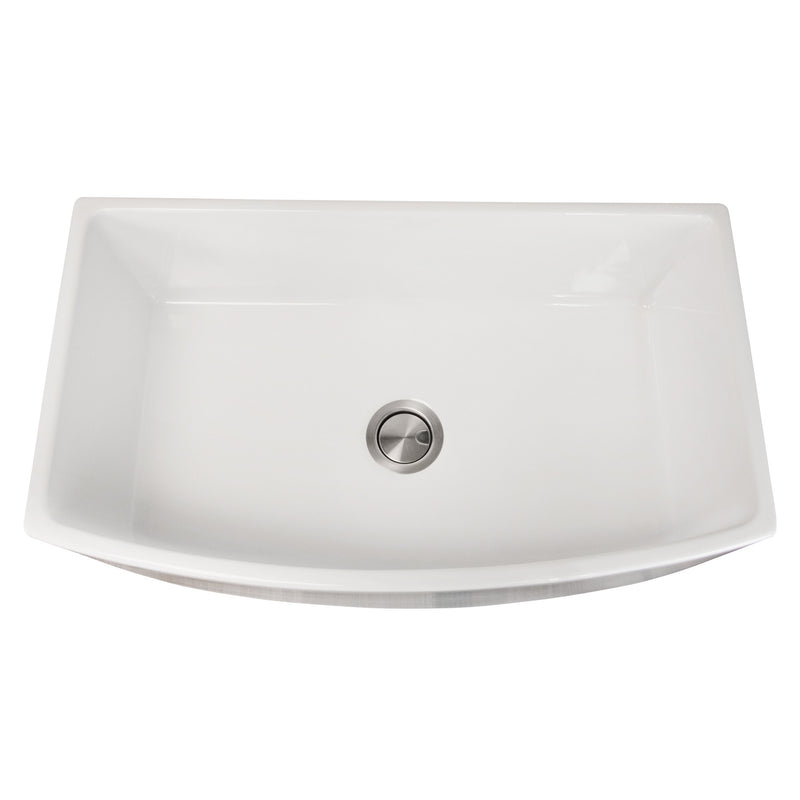 Nantucket Sinks 33 Inch White Farmhouse Fireclay Sink with Curved Apron FCFS3320CA-W