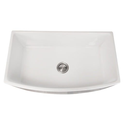 Nantucket Sinks 33 Inch White Farmhouse Fireclay Sink with Curved Apron FCFS3320CA-W