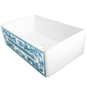 Nantucket Sinks 33-Inch Farmhouse Fireclay Sink with Nantucket Scroll Work Apron Front FCFS3320S-BluMare - view 2