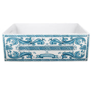 Nantucket Sinks 33-Inch Farmhouse Fireclay Sink with Nantucket Scroll Work Apron Front FCFS3320S-BluMare