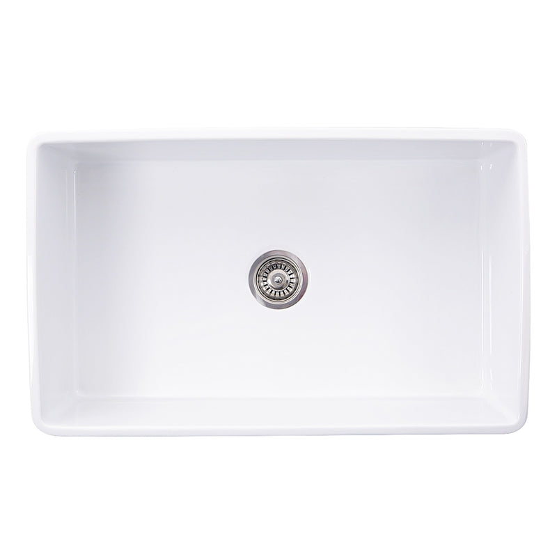 Nantucket Sinks 33-Inch Farmhouse Fireclay Sink with Filigree Apron - White FCFS3320S-Filigree - view 4