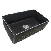 Nantucket Sinks 33-Inch Farmhouse Fireclay Sink with Filigree Apron - Matte Black FCFS3320S-FiligreeMBL - view 2