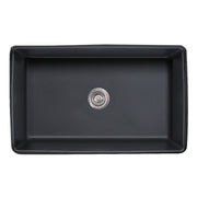 Nantucket Sinks 33-Inch Farmhouse Fireclay Sink with Filigree Apron - Matte Black FCFS3320S-FiligreeMBL - view 3